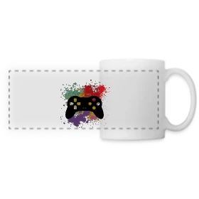 Maquette de Mug panoramique contrasté et blanc « Ma Console, Ma Vie : T-shirt Gamer Rétro Passion » à imprimer et personnaliser