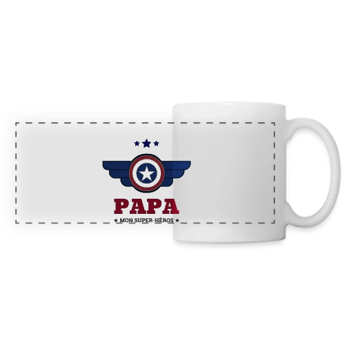 T-shirt Super Papa Héros - Mug panoramique contrasté et blanc