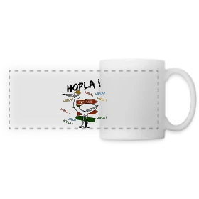 Maquette de Mug panoramique contrasté et blanc « Cigogne Hopla Alsace » à imprimer et personnaliser