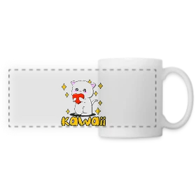 Maquette de Mug panoramique contrasté et blanc - Chat Kawaii Cœur Scintillant à imprimer et personnaliser