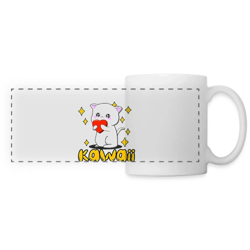 Chat Kawaii Cœur Scintillant - Mug panoramique contrasté et blanc