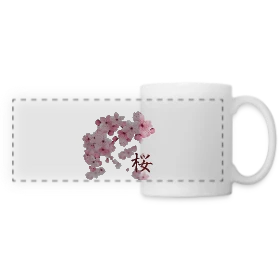 Maquette de Mug panoramique contrasté et blanc « T-shirt Sakura : Fleurs de Cerisier Japonaises » à imprimer et personnaliser