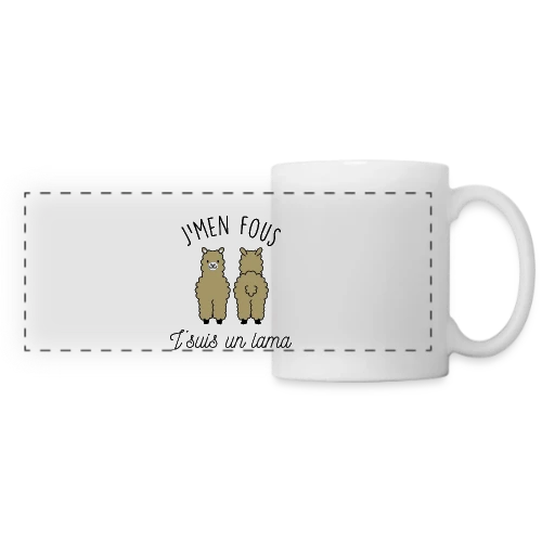 T-shirt "J'men fous j'suis un lama" - Humour Décalé - Mug panoramique contrasté et blanc
