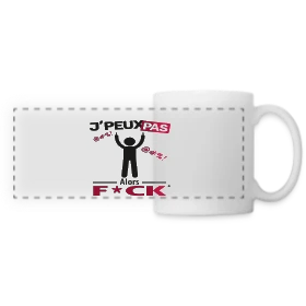 Maquette de Mug panoramique contrasté et blanc « J'Peux Pas Alors F*ck » à imprimer et personnaliser