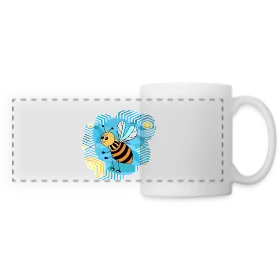 Maquette de Mug panoramique contrasté et blanc - L'Abeille Élégante à imprimer et personnaliser