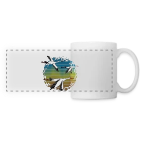 Maquette de Mug panoramique contrasté et blanc « Cigogne Élégante » à imprimer et personnaliser
