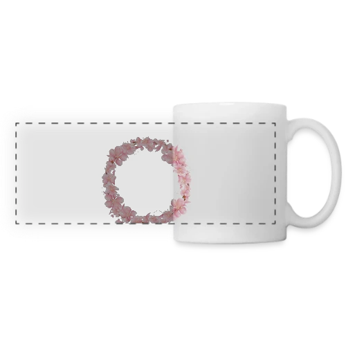 Couronne Florale Rosée : L'Éclat du Printemps - Mug panoramique contrasté et blanc