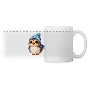 Oiseau d’hiver - Mug panoramique contrasté et blanc - blanc - Devant