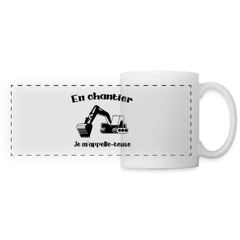 En chantier je m'appelle-teuse - Mug panoramique contrasté et blanc - blanc - Devant