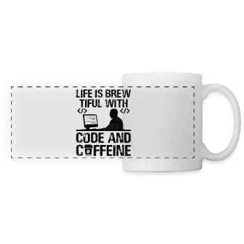 Café Codage Programmeur Codeur Développeur Nerd Coff - Mug panoramique contrasté et blanc - blanc - Devant