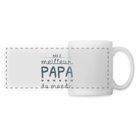 Maquette de Mug panoramique contrasté et blanc « Pour le Meilleur Papa du Monde - avec Cœurs et Amour » à imprimer et personnaliser