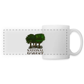 Maquette de Mug panoramique contrasté et blanc « Emblème Forêt Nationale » à imprimer et personnaliser