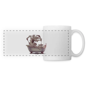 Maquette de Mug panoramique contrasté et blanc « L'Étrange Bain de Kanagawa » à imprimer et personnaliser
