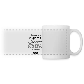 Maquette de Mug panoramique contrasté et blanc « Super Infirmière : Ma Vocation, Ma Fierté » à imprimer et personnaliser