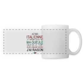 Maquette de Mug panoramique contrasté et blanc « T-shirt "Italienne : Ma Voix, Ma Loi" » à imprimer et personnaliser