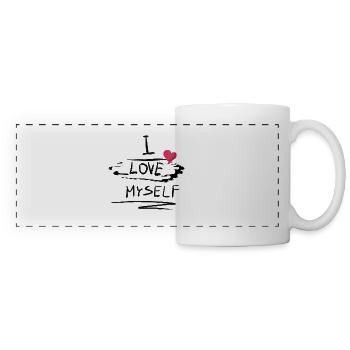 Self-loving heart text pattern I love myself proudly - Panoramic Mug - white - Front