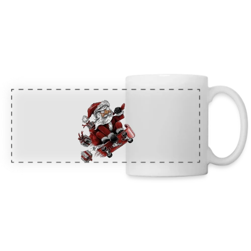Père Noël Skateur Fou - Mug panoramique contrasté et blanc