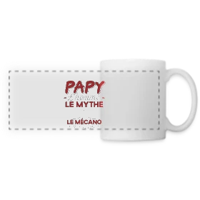 Maquette de Mug panoramique contrasté et blanc « Papy Mécanicien de Légende - Humour Cadeau Passion Moteur » à imprimer et personnaliser