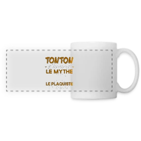 Maquette de Mug panoramique contrasté et blanc « Tonton Le Plaquiste de Légende - Cadeau Humour » à imprimer et personnaliser