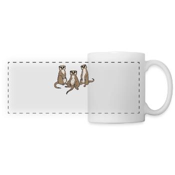 Funny meerkat group gift zoo animals - Panoramic Mug - white - Front