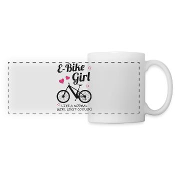 E-Bike Girl fille vélo électrique cadeau - Mug panoramique contrasté et blanc - blanc - Devant