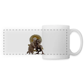 Maquette de Mug panoramique contrasté et blanc « Chats et Dinos Amis : L'Aventure Décalée » à imprimer et personnaliser