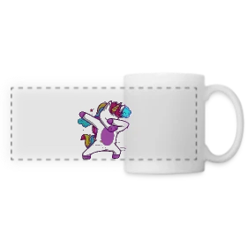 Maquette de Mug panoramique contrasté et blanc « Licorne Dabbing Stylée Néon » à imprimer et personnaliser