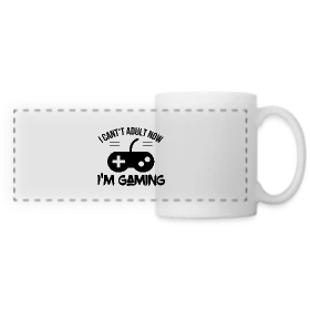 Maquette de Mug panoramique contrasté et blanc « T-shirt Passion Gaming » à imprimer et personnaliser