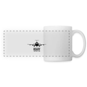 Maquette de Mug panoramique contrasté et blanc « Prêt au Décollage Avion » à imprimer et personnaliser
