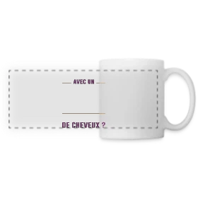 Maquette de Mug panoramique contrasté et blanc « Avec un Corps Pareil, qui a Besoin de Cheveux ? - Humour Chauve » à imprimer et personnaliser