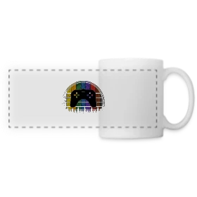 Maquette de Mug panoramique contrasté et blanc « Passion Console : T-shirt Rétrogaming Drôle et Original » à imprimer et personnaliser