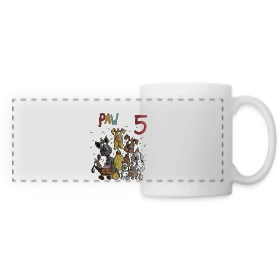 Maquette de Mug panoramique contrasté et blanc « 5 ans, Ma Fête Canine » à imprimer et personnaliser