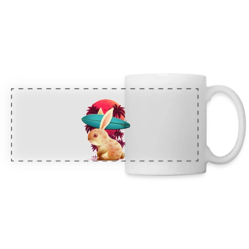Lapin Surfeur Estival - Mug panoramique contrasté et blanc