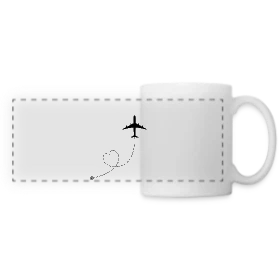 Maquette de Mug panoramique contrasté et blanc « Avion Route Cœur » à imprimer et personnaliser