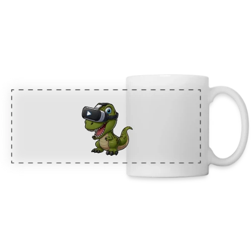 Dino T-Rex en Réalité Virtuelle – Humour Geek - Mug panoramique contrasté et blanc