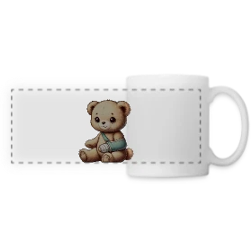 Maquette de Mug panoramique contrasté et blanc « Teddy Réconfortant Plâtré : L'Ours Symbole de Courage et d'Amour » à imprimer et personnaliser