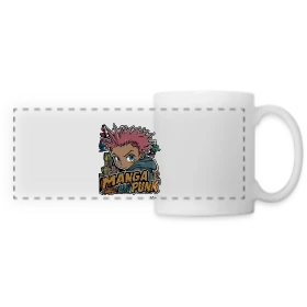 Maquette de Mug panoramique contrasté et blanc « Explosion Manga Punk Japonais » à imprimer et personnaliser