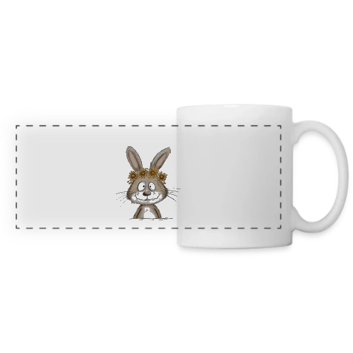 Lapin Rigolo Couronne Fleurs - Mug panoramique contrasté et blanc