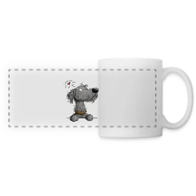 Maquette de Mug panoramique contrasté et blanc « Lévrier Irlandais - Cartoon chien de race » à imprimer et personnaliser