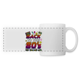 Maquette de Mug panoramique contrasté et blanc « Retour aux Années 80 Flashy » à imprimer et personnaliser