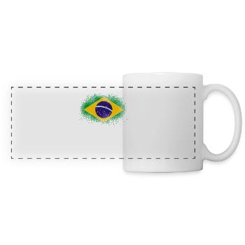 Brazil grunge Brazilian flag gift - Panoramic Mug - white - Front