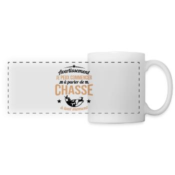 Parler De Chasse à Tout Moment Cadeau Chasseur - Mug panoramique contrasté et blanc - blanc - Devant