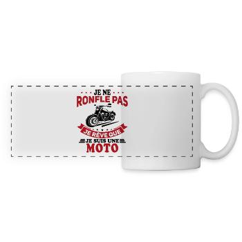 Je Ne Ronfle Pas Je Rêve Que Je Suis Une Moto - Mug panoramique contrasté et blanc - blanc - Devant