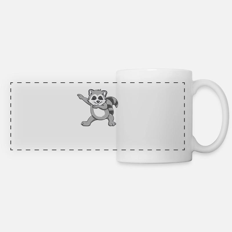 Lustige tupfende Waschbärgraphik - perfektes Waschbär-Geschenk - Panoramatasse - Weiß