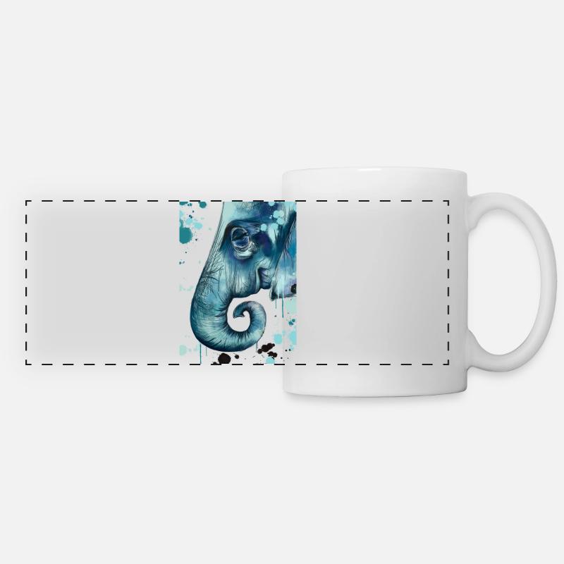 Blue Elephant cup - Panoramic Mug - white