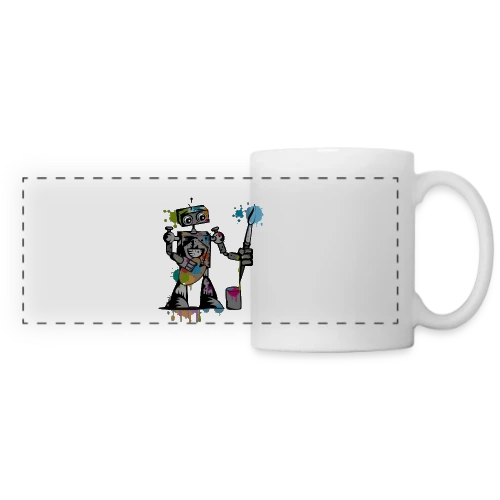 Le Robot Artiste au Pinceau - Mug panoramique contrasté et blanc