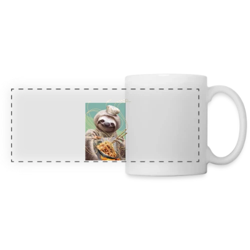 Le Paresseux Chef des Nouilles Sautées - Mug panoramique contrasté et blanc