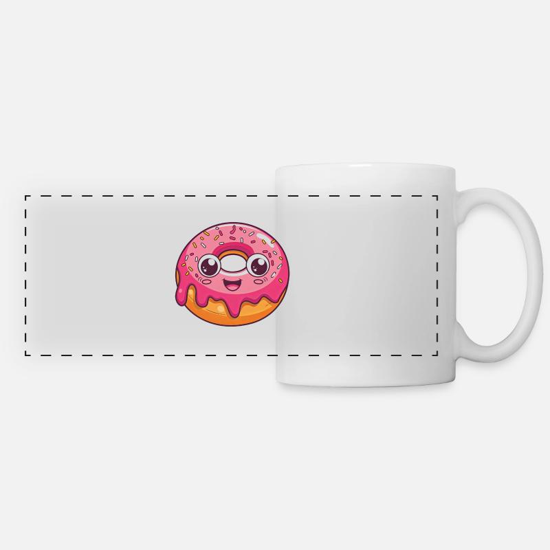 Funny donut with face - Panoramic Mug - white