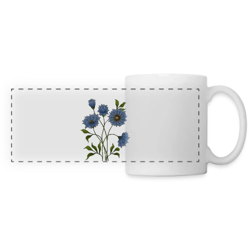Éclat Floral Bleu - Mug panoramique contrasté et blanc