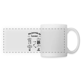 Maquette de Mug panoramique contrasté et blanc « Joyeuse Retraite - Nouvelle Vie, Plus de Loisirs » à imprimer et personnaliser
